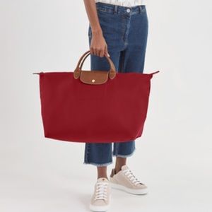 LongChamp Le Pliage Travel Bag in Red